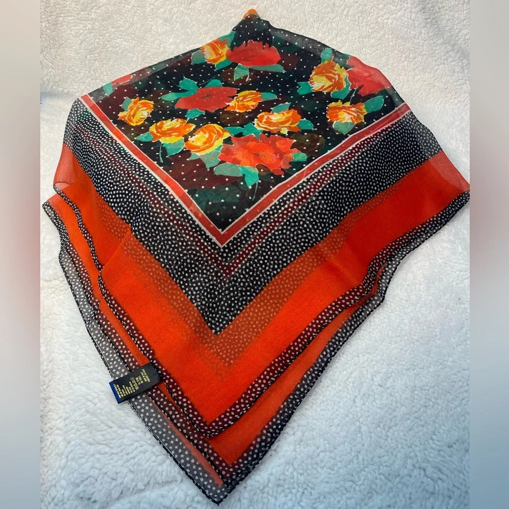 Italian Cinzia Fiori for Tie Rack Poppy and Rose Scarf